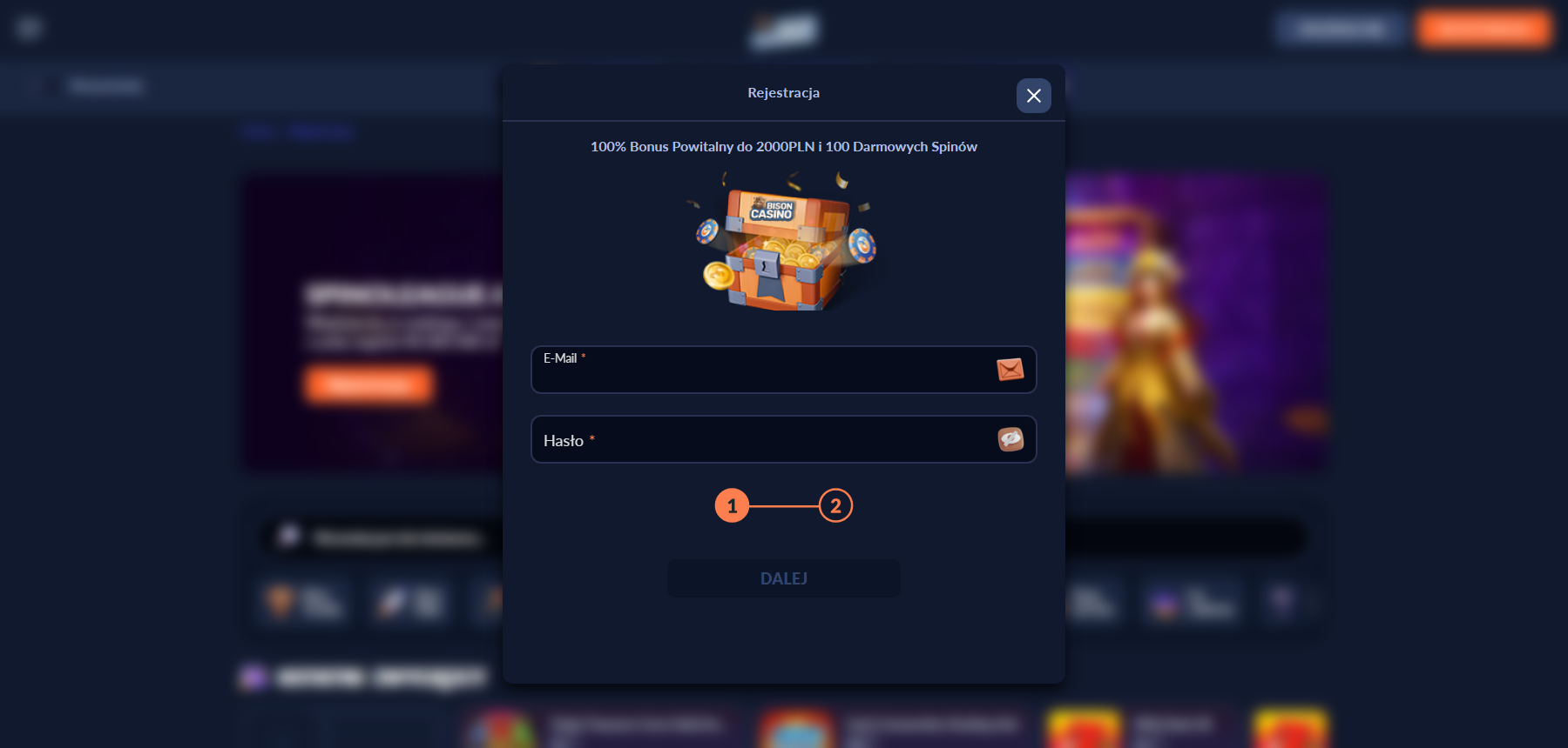 Bison Casino rejestracja
