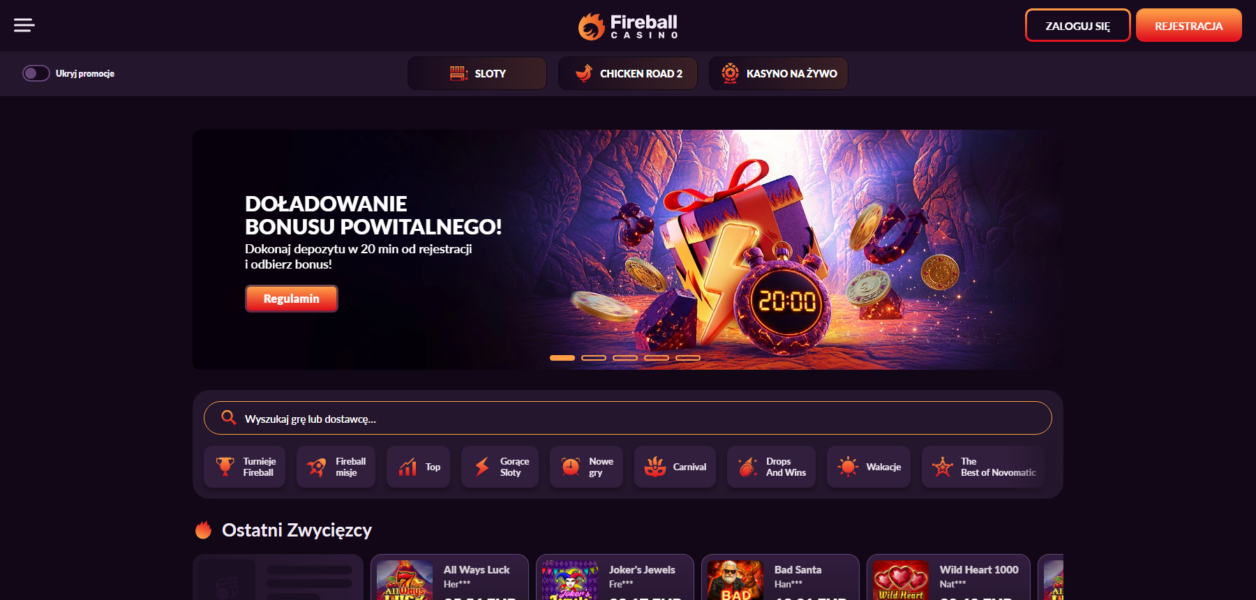 Fireball Casino strona główna
