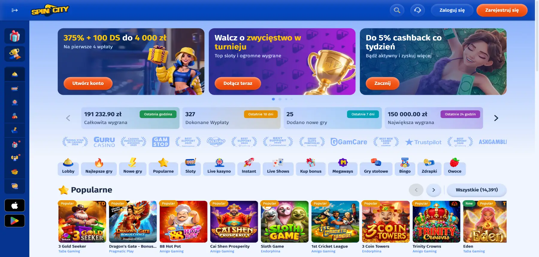 Spincity Casino strona główna