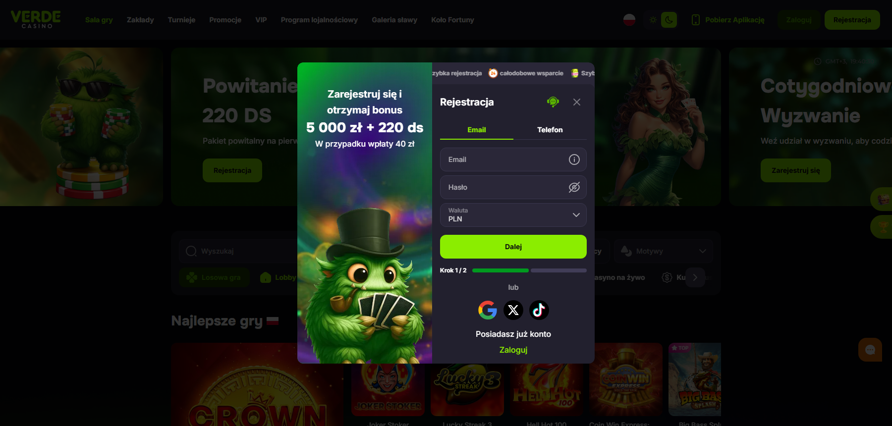 Verde Casino rejestracja